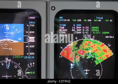 Beleuchtete Flugzeug Instrumententafel Stockfoto