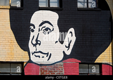 Berühmte Wahrzeichen Wandbild in Adams Morgan nach ein Plakat gemalt von Toulouse-Lautrec, der Sänger Aristide Bruant. Washington DC Stockfoto