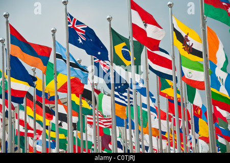 Nationalflaggen auf der Shanghai Expo 2010, Shanghai, China Stockfoto