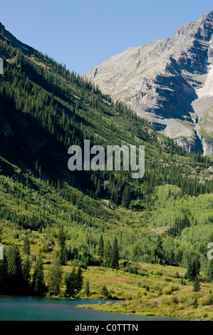 South & Norden Maroon Berggipfel, Erholungsgebiet, Aspen, Maroon Bells landschaftlich reizvollen Gegend, White River National Forest, Colorado, USA Stockfoto