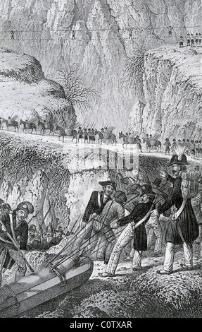 NAPOLEON, die Überquerung der Alpen durch die grossen St. Bernard Pass im Mai 1800 Stockfoto