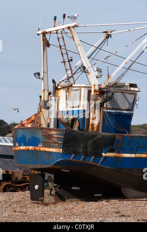 Angelboot/Fischerboot auf dem Stade Hastings East Sussex England Stockfoto