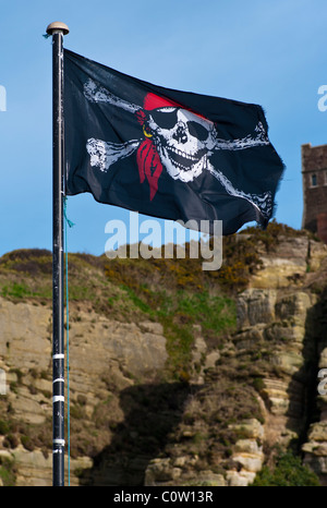 Piratenflagge Totenkopf Flagge Stockfoto