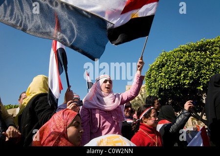 Ägypten, Kairo: Am 18. Februar Millionen Ägypter "Eine Woche seit Präsident Hosni Mubarak" zurückgetreten feierten. Stockfoto