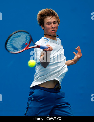 Julian Lenz of Germany bei der Australian Open 2011-Tennis-Turnier. Stockfoto