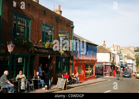 Straßenszene in North Laine, Brighton, England, UK. Stockfoto