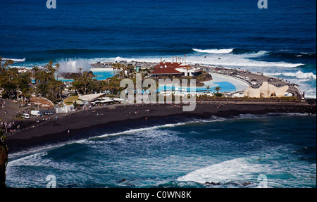 Puerto De La Cruz, Lido und Playa Martianez Teneriffa Stockfoto