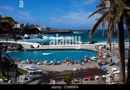 Puerto De La Cruz Lido Martianez, Teneriffa, Kanarische Inseln Stockfoto