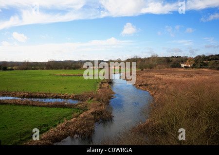 Ein Blick auf den Fluss Wensum fließt durch Drayton, Norfolk, England, Vereinigtes Königreich. Stockfoto