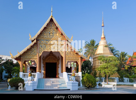 Die 'Ubosot' (Ordinationshalle) im Wat Chai Pra Kait, Chiang Mai, Thailand Stockfoto