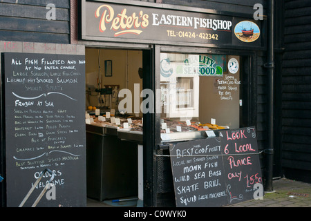 Fischhändler Hastings East Sussex England Stockfoto