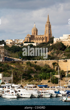 Ghajnsielem Pfarrkirche Mgarr Hafen auf der Insel Gozo Stockfoto