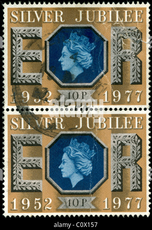 Stempel Commemorting silbernes Jubiläum von Königin Elizabeth II Stockfoto