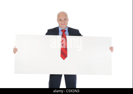 junger Mann Betrieb leeres Blatt Stockfoto