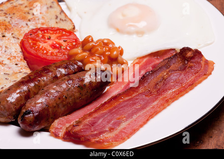vollständiges englisches Frühstück Makro, Nahaufnahme. Stockfoto