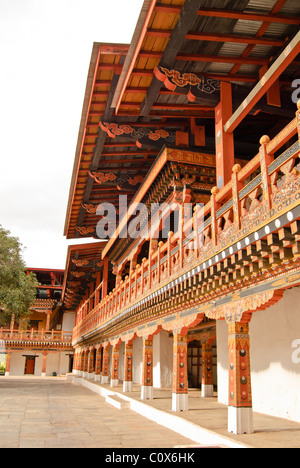 Dekorative Gebäude in Punakha Dzong, Bhutan Stockfoto