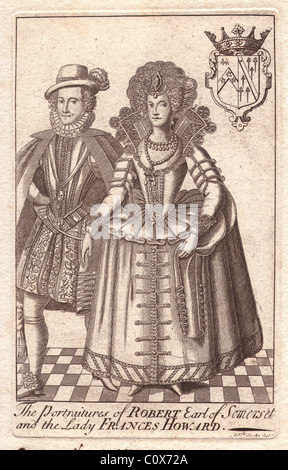 Robert Carr, Earl of Somerset und Frances Howard, Gräfin von Somerset (1590-1632), berühmt-berüchtigten mörderischen englischen Aristokraten. Stockfoto