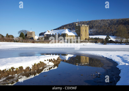 Stokesay Castle, mittelalterlichen befestigten Herrenhaus, Craven Arms, 13. Jahrhundert, Shropshire, England, Vereinigtes Königreich, UK, GB, Stockfoto