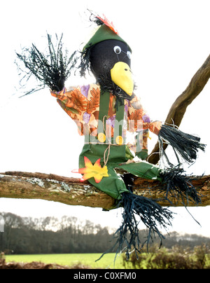 Vogelscheuche Scare Crow hält Vögel aus Garten Pflanzen Stockfoto