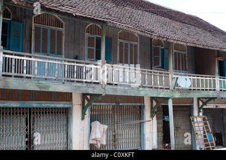 Verfallenen französischen Kolonialhaus, Savannakhet, Laos Stockfoto