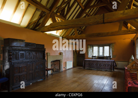 Die große Halle, Donington le Heide Herrenhaus, Donington le Heath, Leicestershire, England Stockfoto