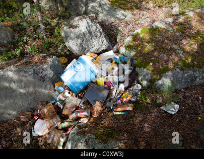 Dumping Müll in die Natur, Finnland Stockfoto