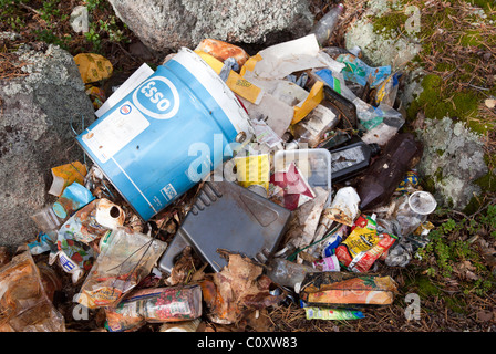 Müll und Müllhalden in die Natur geworfen, Finnland Stockfoto