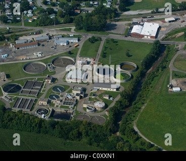 Luftaufnahme über Abwasser Behandlung Pflanze central Ohio Stockfoto