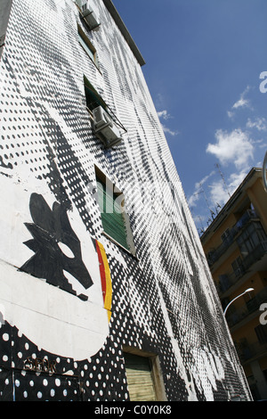 Francesco Totti Wandbild moderne Kunst am Bau in Garbatella, Rom Stockfoto