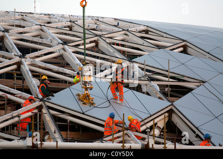 Neubau der westlichen Bahnhofshalle - Kings Cross Station - London Stockfoto