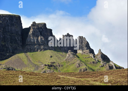 Quiraing, dem nördlichsten Gipfel der Trotternish Ridge auf der Isle Of Skye, Highlands, Schottland, Großbritannien Stockfoto