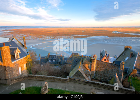 Blick vom Mont Saint-Michel Abtei, Bretagne, Frankreich. Weitere Mont Saint-Michel-Aufnahmen zur Verfügung Stockfoto