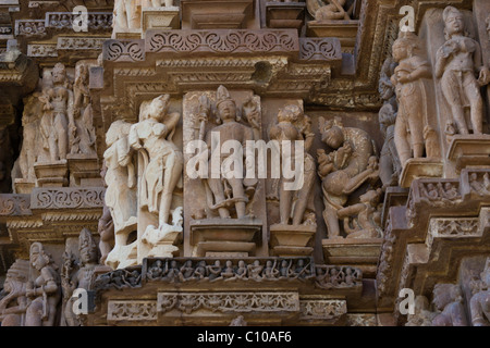 Reisen Indien Khajuraho Tempel Kama Sutra Tourismus Statuen Stockfoto