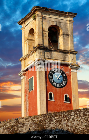 Glockenturm der alten Zitadelle [Παλαιό Φρούριο] Korfu Stadt, griechische Ionische Inseln Stockfoto