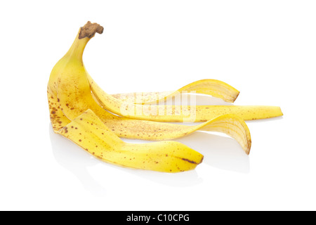 Bananenschale isoliert auf weiss Stockfoto