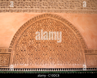 Der Innenhof des Ali Ben Youssef Medersa Marrakesch Medina Stockfoto