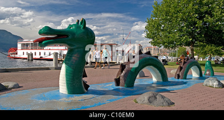 Mythos der Fisch-Kreatur, Ungeheuer von Loch Ness in Okanagan Lake in Kelowna Stockfoto