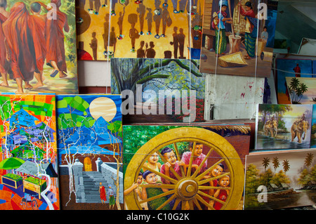 Myanmar (aka Burma), Yangon. Scott Market (aka Bogyoke Aung San Market) lokale Gemälde. Stockfoto