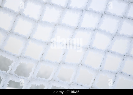 Nahaufnahme von gefrorenen Net in ein Fußballtor Stockfoto