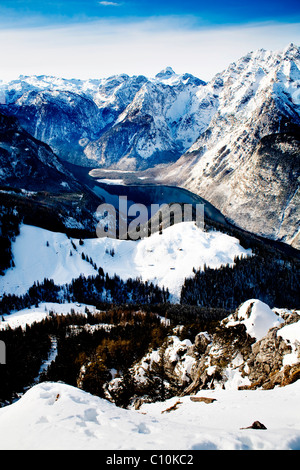 Blick vom Mt. Jenner am Königssee-See, Berchtesgadener Land, Landkreis, Bayern, Deutschland, Europa Stockfoto