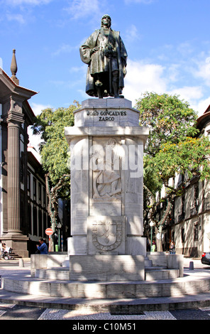 Denkmal für Joao Goncalves Zarco, Monumento Zarco, Entdecker der Insel, Funchal, Madeira, Portugal Stockfoto