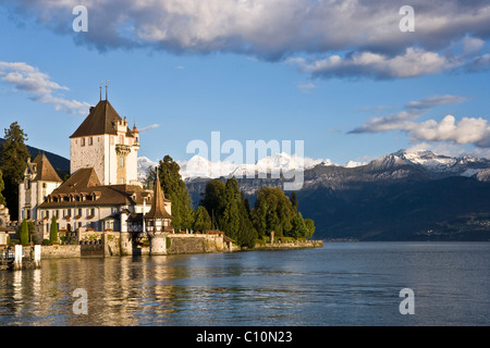 Schloss Oberhofen Schloss am See Thunersee, Berner Oberland, Schweiz, Europa Stockfoto