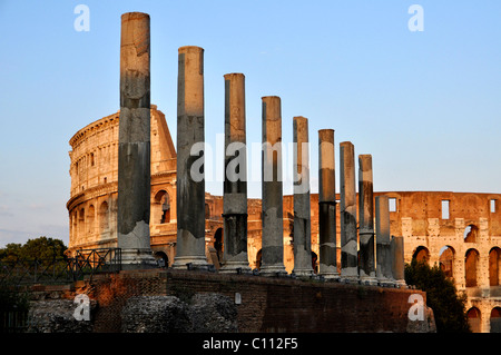 Säulen der Tempel der Venus und Roma, Forum Romanum, Kolosseum, Rom, Latium, Italien, Europa Stockfoto