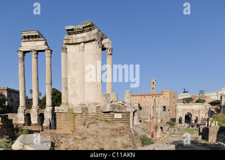 Spalten der Tempel von Castor und Pollux im Forum Romanum, Rom, Italien, Europa Stockfoto