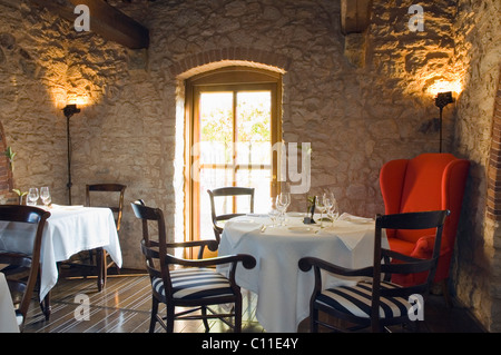 Il Fiore del Tesoro Restaurant, das Hotel Villa il Tesoro, Massa Marittima-Valpiana, Toskana, Italien, Europa Stockfoto