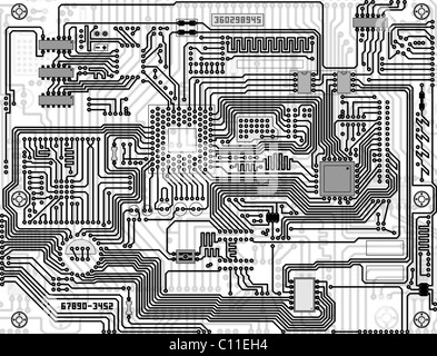Tech Industrie Elektronik monochrome Rückseite Stockfoto