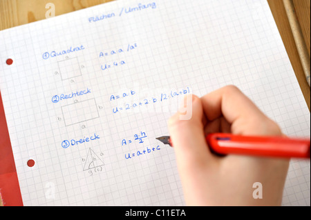 Student Mathematik Hausaufgaben Stockfoto