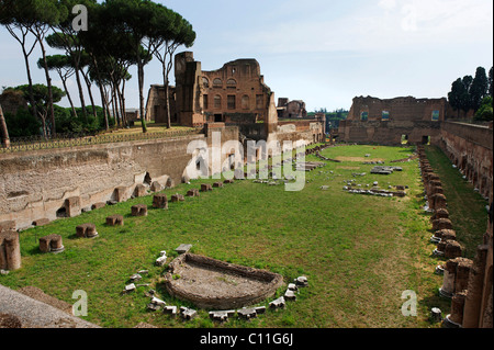Palatin, Stadio Palatino im Domus Augustana Teil des Palastes von Domitian, Palazzo di Domiziano, antiken Rom, Rom Stockfoto
