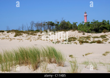 Leuchtturm an der Küste von La Coubre in Frankreich unter den Dünen, Region Poitou-Charentes Stockfoto