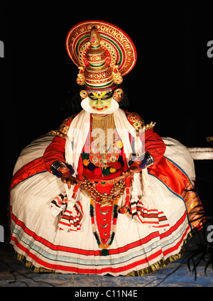 Kathakali Tanz, Pachcha oder Pacha Charakter, Kerala, Südindien, Asien Stockfoto
